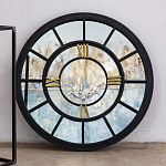 Зеркало настенное в чёрной металлической раме в виде часов Mirror Tower Clock варинант исполнения - 3 | Loft Concept в Красноярске