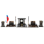 Настольный письменный набор с часами из природного камня обсидиана Team leader варинант исполнения - 1 | Loft Concept в Красноярске