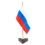 Флагшток настольный с флагом России из камня обсидиан Stone Flagpole варинант исполнения - 2 | Loft Concept в Красноярске