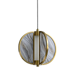 Подвесной светильник с круглым плафоном из искусственного алебастра в бронзовой оправе Marbella варинант исполнения - 1 | Loft Concept в Красноярске