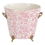 Кашпо из белого фарфора с розовым цветочным орнаментом Eden Garden варинант исполнения - 1 | Loft Concept в Красноярске