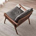 Кресло c каркасом из массива дерева и мягкой кожаной обивкой Walnut Armchair варинант исполнения - 3 | Loft Concept в Красноярске