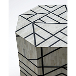 Приставной столик с инкрустацией Black and White Geometry bone bedside table варинант исполнения - 1 | Loft Concept в Красноярске