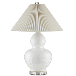 Настольная лампа фарфоровая с плиссированным конусовидным абажуром White Glaze варинант исполнения - 3 | Loft Concept в Красноярске
