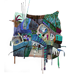 Панно гобелен яркие Пространство-Время TimeSpace Blue варинант исполнения - 2 | Loft Concept в Красноярске