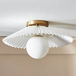 Потолочный светильник с белым плиссированным абажуром Headquarters варинант исполнения - 1 | Loft Concept в Красноярске