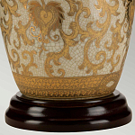 Настольная лампа с фарфоровым основанием с декоративным орнаментом и белым абажуром на темной круглой подставке Elstead Lighting варинант исполнения - 9 | Loft Concept в Красноярске