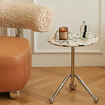 Дизайнерский журнальный стол с круглой столешницей на изогнутых стальных ножках Obafaby варинант исполнения - 1 | Loft Concept в Красноярске