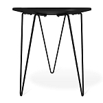 Стол журнальный с круглой столешницей из стекла на 3-х черных ножках Beige Marble варинант исполнения - 4 | Loft Concept в Красноярске