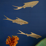 Обои с вышивкой ручной работы Deco Fish Aurum colourway on Caribbean Sea slub silk варинант исполнения - 1 | Loft Concept в Красноярске