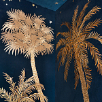 Обои с вышивкой ручной работы Deco Palms Original colourway on velvet варинант исполнения - 3 | Loft Concept в Красноярске