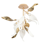 Люстра потолочная с белыми матовыми и золотыми глянцевыми листьями Wintery flovers варинант исполнения - 1 | Loft Concept в Красноярске