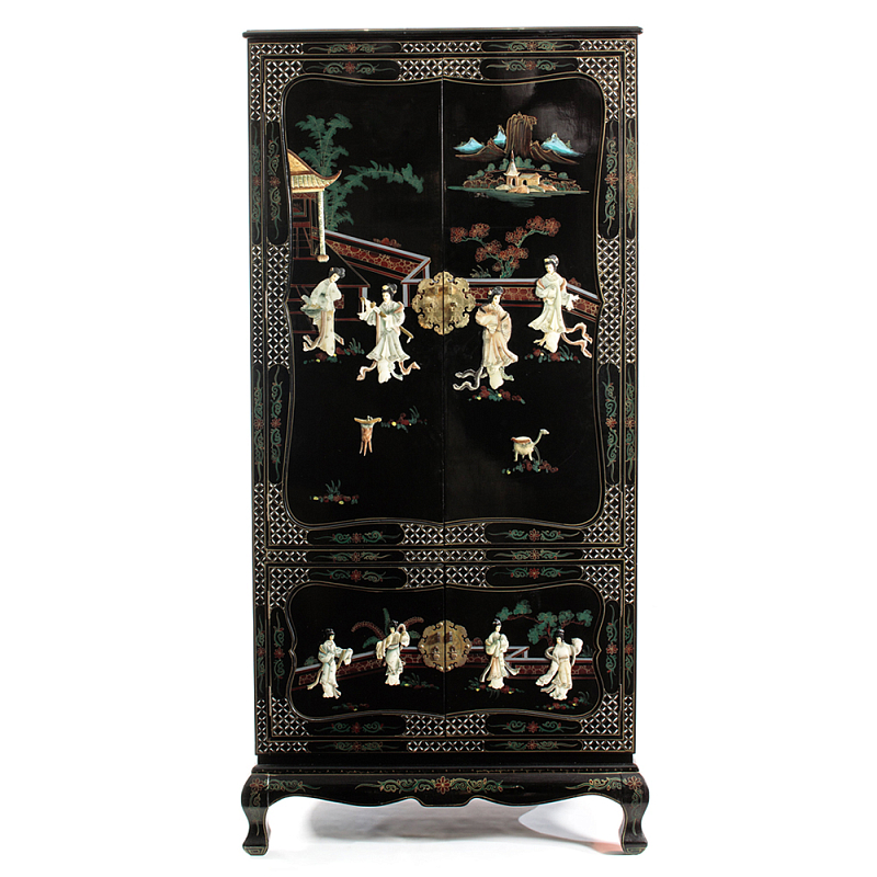 Шкаф черный в китайском стиле Chinese Cabinet Black Черный Мульти Шкаф черный в китайском стиле Chinese Cabinet Black Черный Мульти в Красноярске | Loft Concept