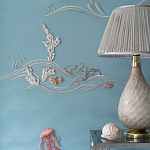 Обои с вышивкой ручной работы Amami Waves Moonbeam colourway on silk moire варинант исполнения - 4 | Loft Concept в Красноярске