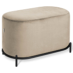 Банкетка овальная бежевый велюр на 4-х металлических ножках черного цвета SANJAY варинант исполнения - 1 | Loft Concept в Красноярске