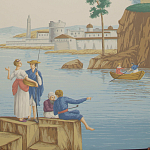 Обои ручная роспись Views of Italy Olive варинант исполнения - 1 | Loft Concept в Красноярске