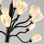 Люстра подвесная черного цвета с ветвями и белыми фарфоровыми цветами Floralis варинант исполнения - 6 | Loft Concept в Красноярске
