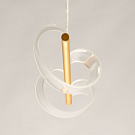 Люстра линейная золотистого цвета с двумя прозрачными волнистыми элементами Wave Line варинант исполнения - 8 | Loft Concept в Красноярске