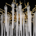 Люстра золотого цвета с декоративными ветками и длинными прозрачными стеклянными подвесами в форме сосулек Droplet Chandelier варинант исполнения - 10 | Loft Concept в Красноярске