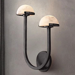 Бра с 2-мя мраморными плафонами на черном корпусе Light Warm Light варинант исполнения - 3 | Loft Concept в Красноярске