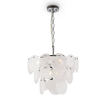 Люстра из белых стеклянных дисков на серебрянном каркасе White Glowing Reflectors варинант исполнения - 3 | Loft Concept в Красноярске