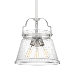 Подвесной светильник с прозрачным стеклянным плафоном в форме колокола с эффектом пузырьков и тремя лампами Quoizel варинант исполнения - 1 | Loft Concept в Красноярске