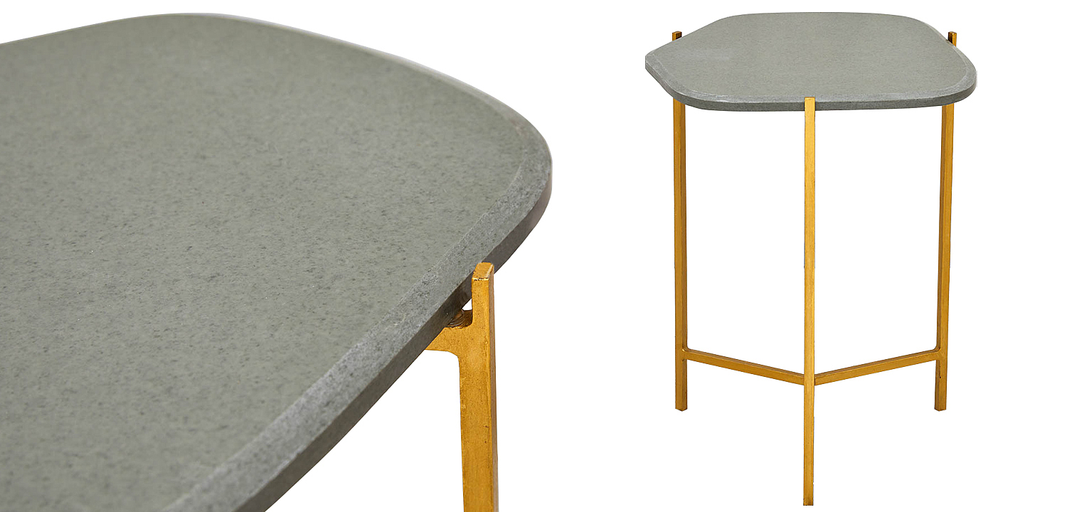 Приставной стол с серой каменной столешницей Tuan Side Table Grey Приставной стол с серой каменной столешницей Tuan Side Table Grey - Loft-Concept в Красноярске