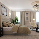 Кровать двуспальная бежевая с основанием из массива дерева с мягким изголовьем Flax Beds варинант исполнения - 4 | Loft Concept в Красноярске