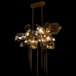Люстра подвесная с 18-ю стеклянными плафонами с вертикальными подвесками Gilded Mirage  варинант исполнения - 6 | Loft Concept в Красноярске