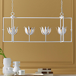Люстра белая прямоугольная с абажурами в виде цветков тюльпана White Tulips варинант исполнения - 8 | Loft Concept в Красноярске
