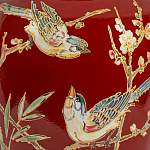 Настольная лампа бордовая с изображением птиц Slip Away варинант исполнения - 6 | Loft Concept в Красноярске