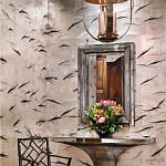 Обои ручная роспись Fishes Blue Pearl on Tarnished Silver gilded silk with pearlescent antiquing варинант исполнения - 1 | Loft Concept в Красноярске