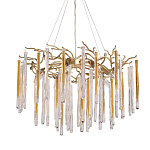 Люстра подвесная золотого цвета с разветвленными ветвями и прозрачными стеклянными подвесками Droplet Chandelier варинант исполнения - 1 | Loft Concept в Красноярске