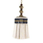 Подвесной светильник с подвесом из деревянных бусин и абажуром из кисточек Аmbiance варинант исполнения - 1 | Loft Concept в Красноярске