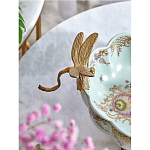 Чаша из голубого фарфора на бронзовых ножках с рисунком цветов и фигурками стрекоз Blue Garden варинант исполнения - 5 | Loft Concept в Красноярске