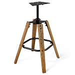 Барный стул со спинкой и металлической подставкой на 4-х деревянных ножках Бежевый Велюр Vendramin Chair варинант исполнения - 8 | Loft Concept в Красноярске