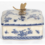 Фарфоровая шкатулка с бронзовой стрекозой Blue and White варинант исполнения - 3 | Loft Concept в Красноярске