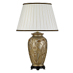 Настольная лампа восточная с основанием из керамики серебряная с цветочным и лиственным декором и белым плиссированным абажуром Elstead Lighting варинант исполнения - 1 | Loft Concept в Красноярске