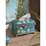 Салфетница прямоугольная голубого цвета с цветами и бабочками Blue Garden варинант исполнения - 3 | Loft Concept в Красноярске