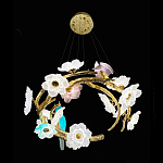 Люстра круглая на золотом каркасе с птичками и цветочным декором Miscellaneous herbs варинант исполнения - 8 | Loft Concept в Красноярске