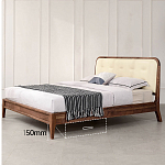 Кровать двуспальная с каркасом из дерева и мягким изголовьем Moon Walnut Bed варинант исполнения - 6 | Loft Concept в Красноярске