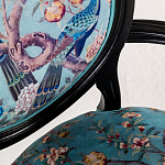 Полукресло из массива бука бирюзовое с изображением птиц и цветов Turquoise Chinoiserie Garden Chair варинант исполнения - 4 | Loft Concept в Красноярске