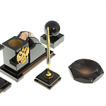 Настольный письменный набор с часами из природного камня обсидиана National Еmblem варинант исполнения - 5 | Loft Concept в Красноярске