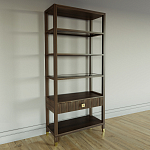 Стеллаж Elsa Dreams Walnut со стеклянными полками и ящиком варинант исполнения - 1 | Loft Concept в Красноярске