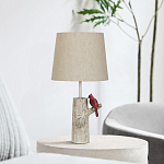 Настольная лампа с тканевым абажуром и основанием в виде птицы на дереве Simurq варинант исполнения - 3 | Loft Concept в Красноярске