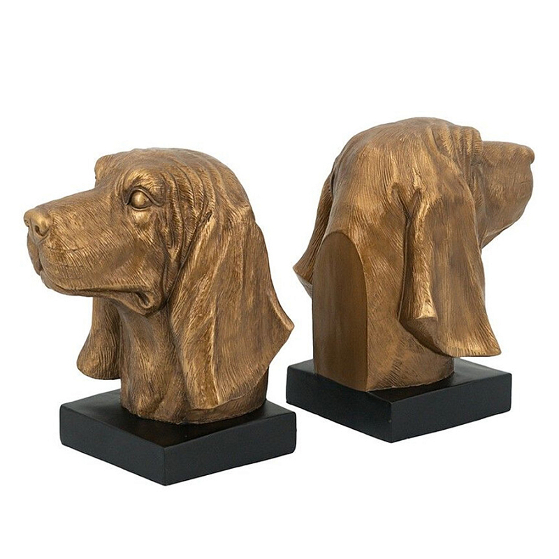 Держатель для книг с бронзовыми фигурками головы собаки Dog Elegance Бронза Черный Держатель для книг с бронзовыми фигурками головы собаки Dog Elegance Бронза Черный в Красноярске | Loft Concept