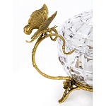 Конфетница из прозрачного рельефного стекла с ручками в виде стрекоз и фигуркой лебедя Eden Garden варинант исполнения - 2 | Loft Concept в Красноярске