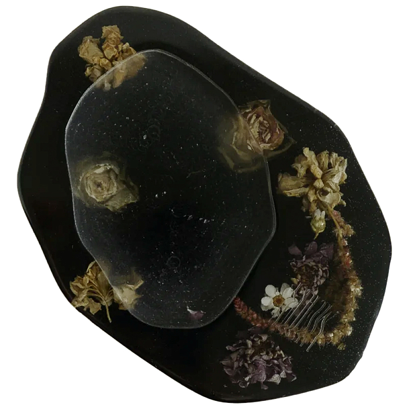Подставка из эпоксидной смолы с цветами черная Epoxy Resin Flowers Black Черный Подставка из эпоксидной смолы с цветами черная Epoxy Resin Flowers Black Черный в Красноярске | Loft Concept