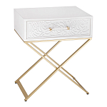 Приставной столик с выдвижным ящиком  White Table Carved Pattern варинант исполнения - 1 | Loft Concept в Красноярске