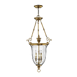 Подвесной светильник латунный с рифленым прозрачным плафоном и тремя свечеподобными лампами в классическом стиле Hinkley варинант исполнения - 2 | Loft Concept в Красноярске